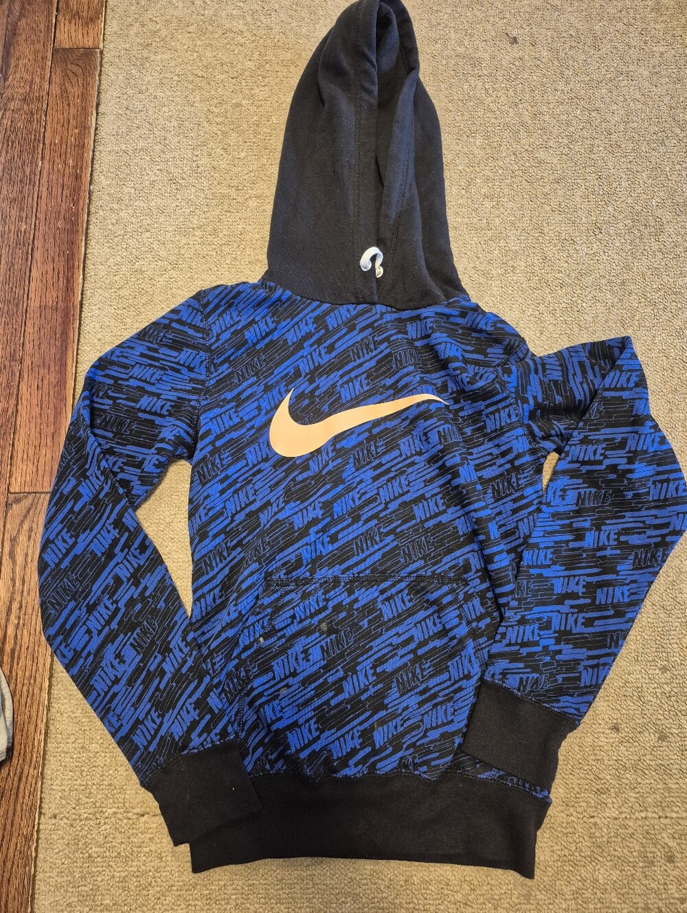 Nike Black & Blue Hoodie with Orange Swoosh